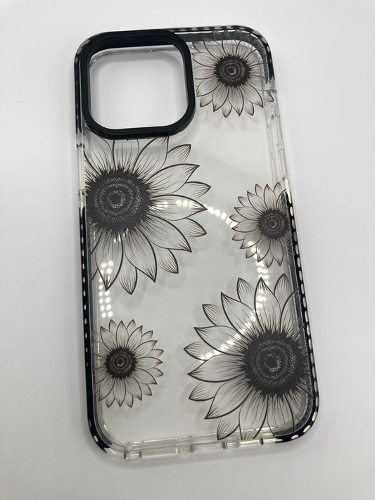 Clear Sunflower design case for iPhone 15 Pro Max