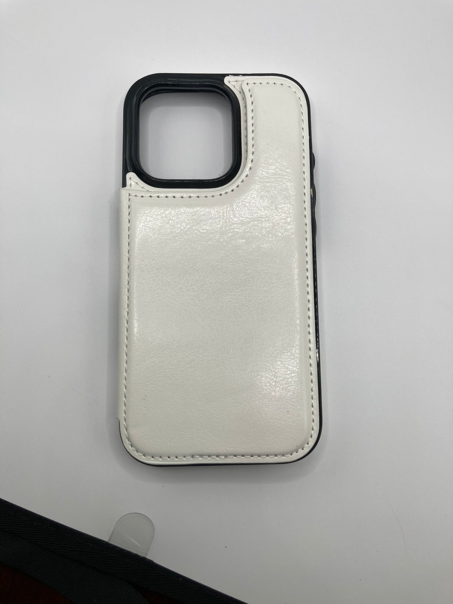 White Leather Wallet Case for iPhone 16 Pro - 6.3”
