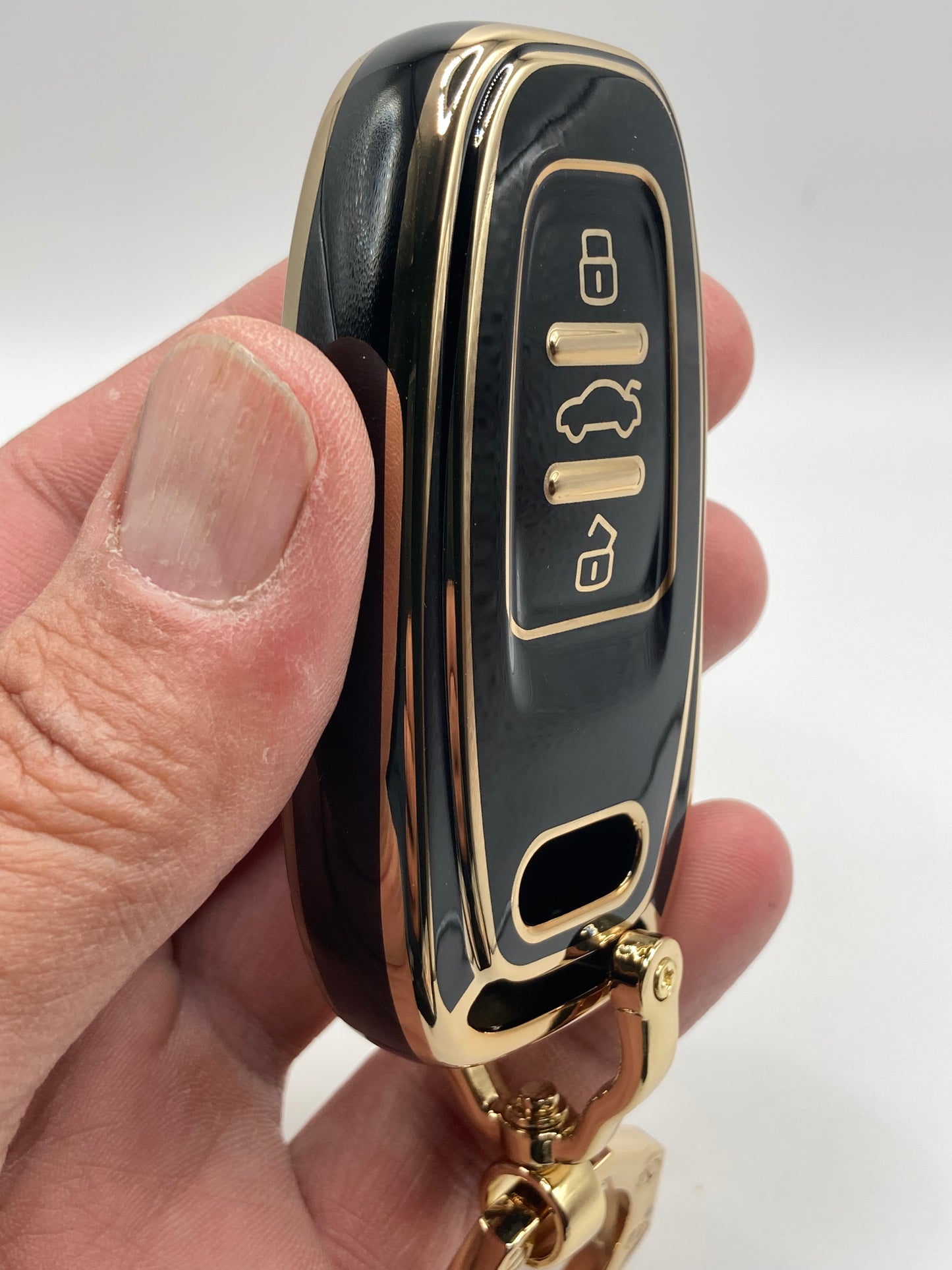 Audi - Black and Gold Keyfob Case and Keychain - A4, A5, A6, A8, Q3, Q5, and Q7