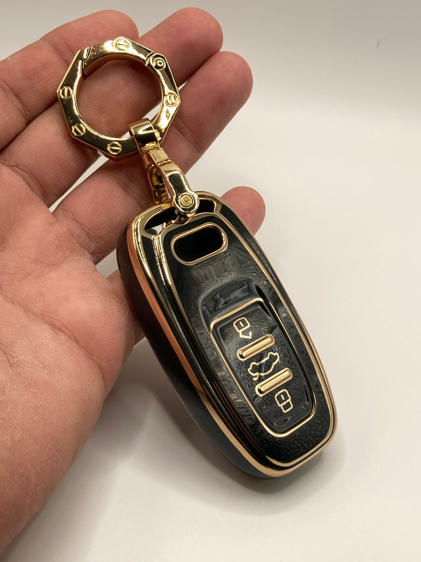 Audi - Black and Gold Keyfob Case and Keychain - A4, A5, A6, A8, Q3, Q5, and Q7