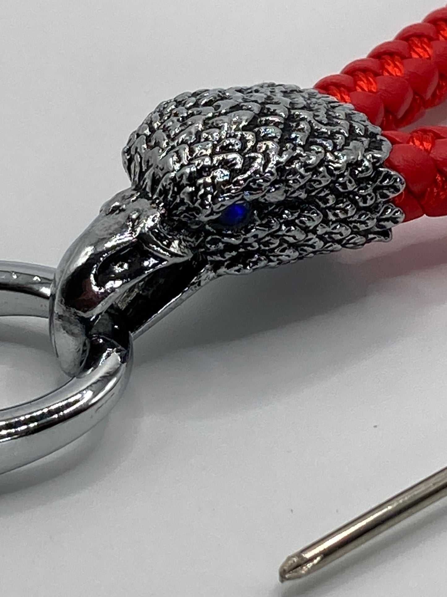Eagle Head - Red Leather Rope Keychain