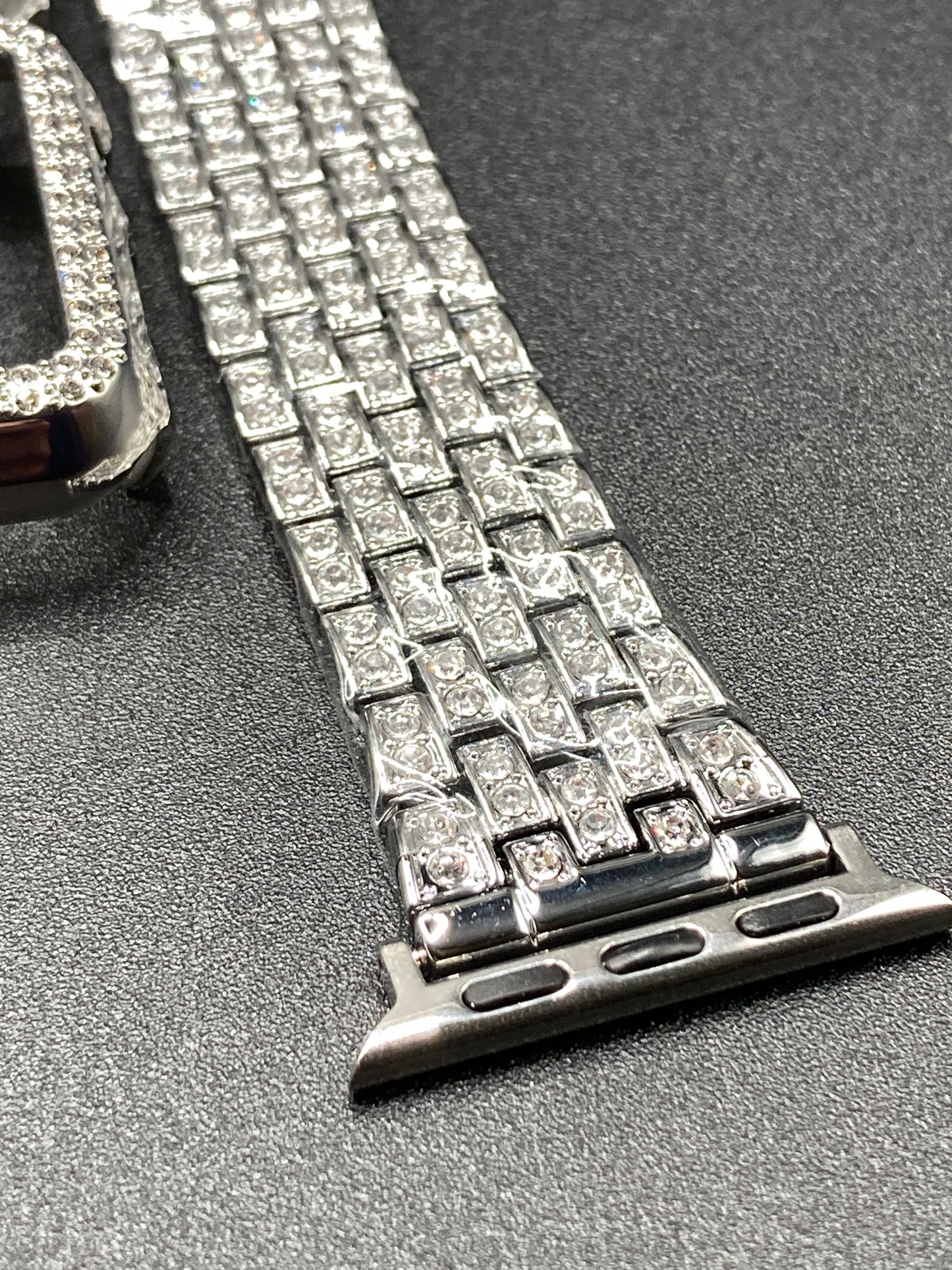 Silver/Crystal Watch band with 2 matching face covers for Apple Watch