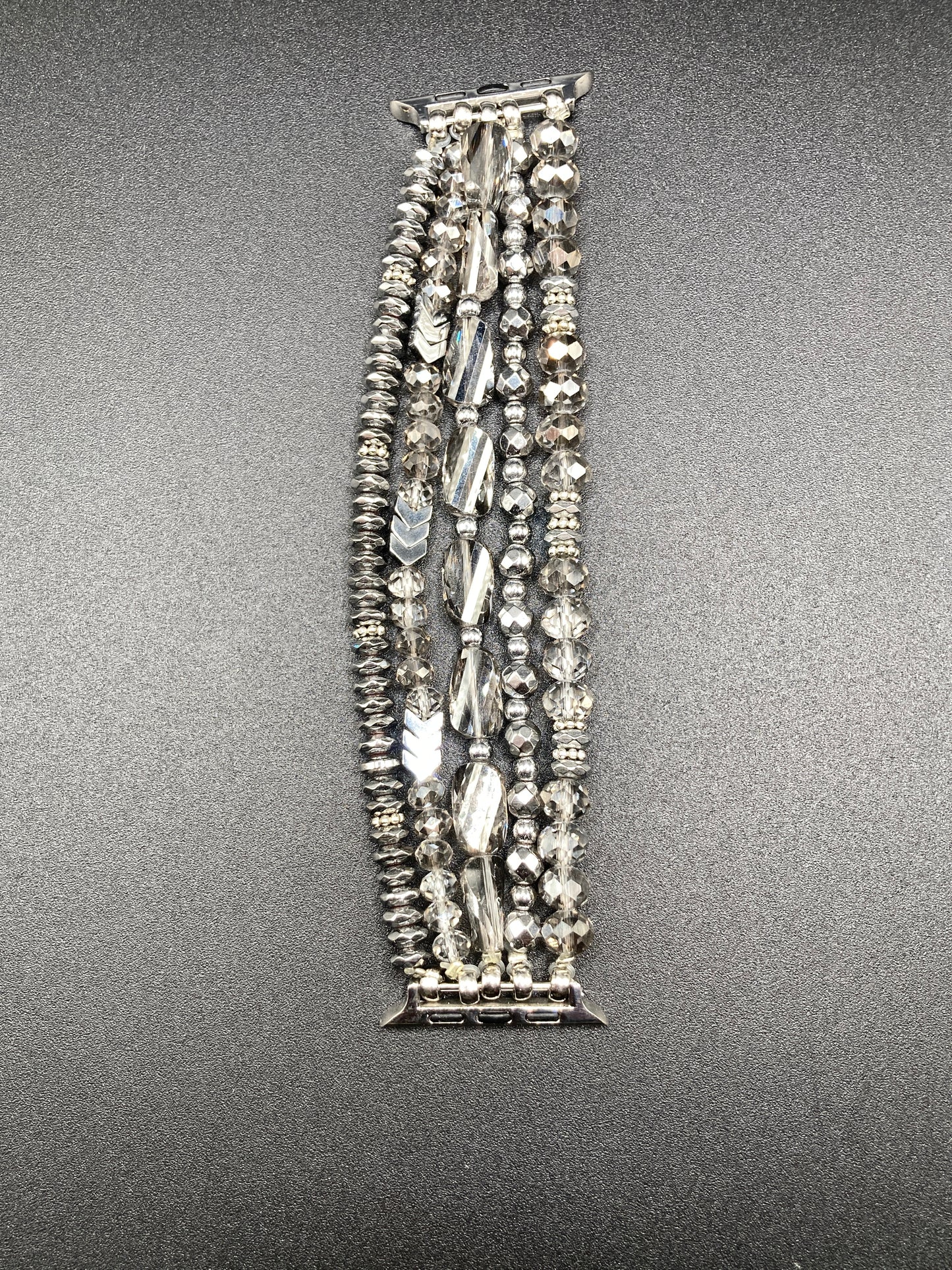 Bohemian style Watchband for Apple Watch 42/44/45mm - Silver w/ glass beads