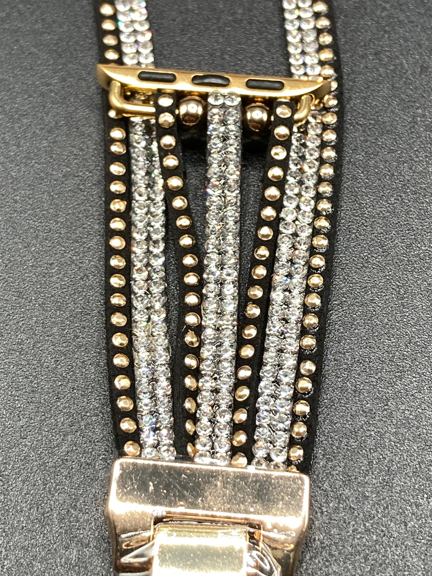 Bohemian style Watchband for Apple Watch 38/40/41/42/44/45mm - Black/Gold\with Crystals