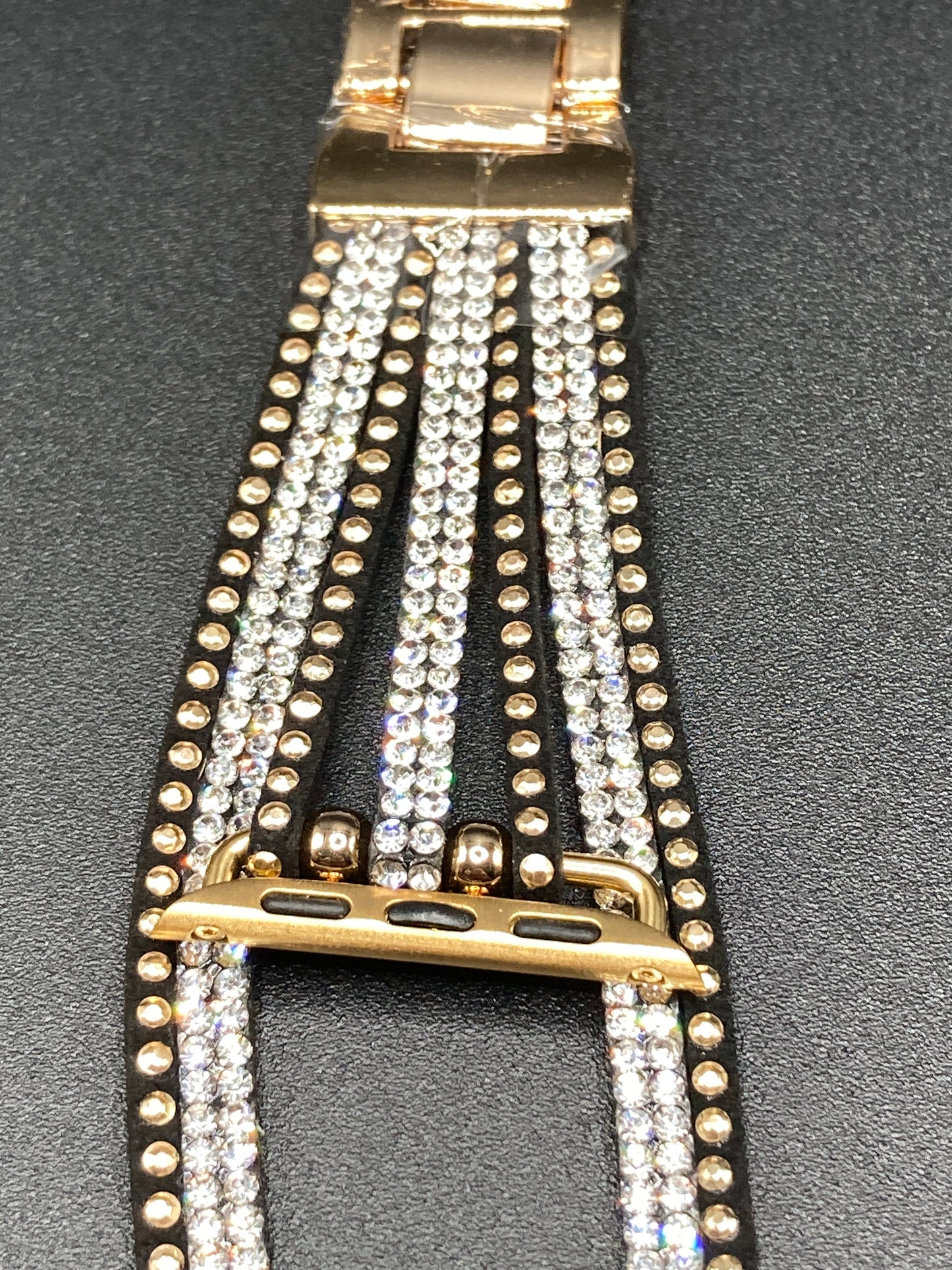 Bohemian style Watchband for Apple Watch 38/40/41/42/44/45mm - Black/Gold\with Crystals