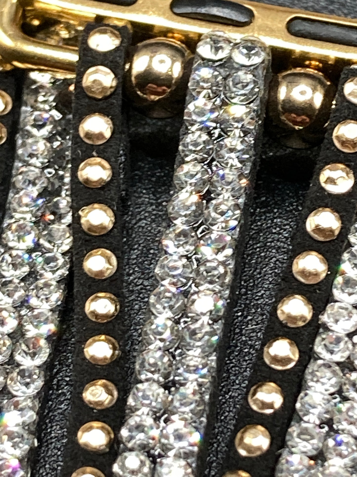 Bohemian style Watchband for Apple Watch 38/40/41/42/44/45mm - Black/Gold\with Crystals