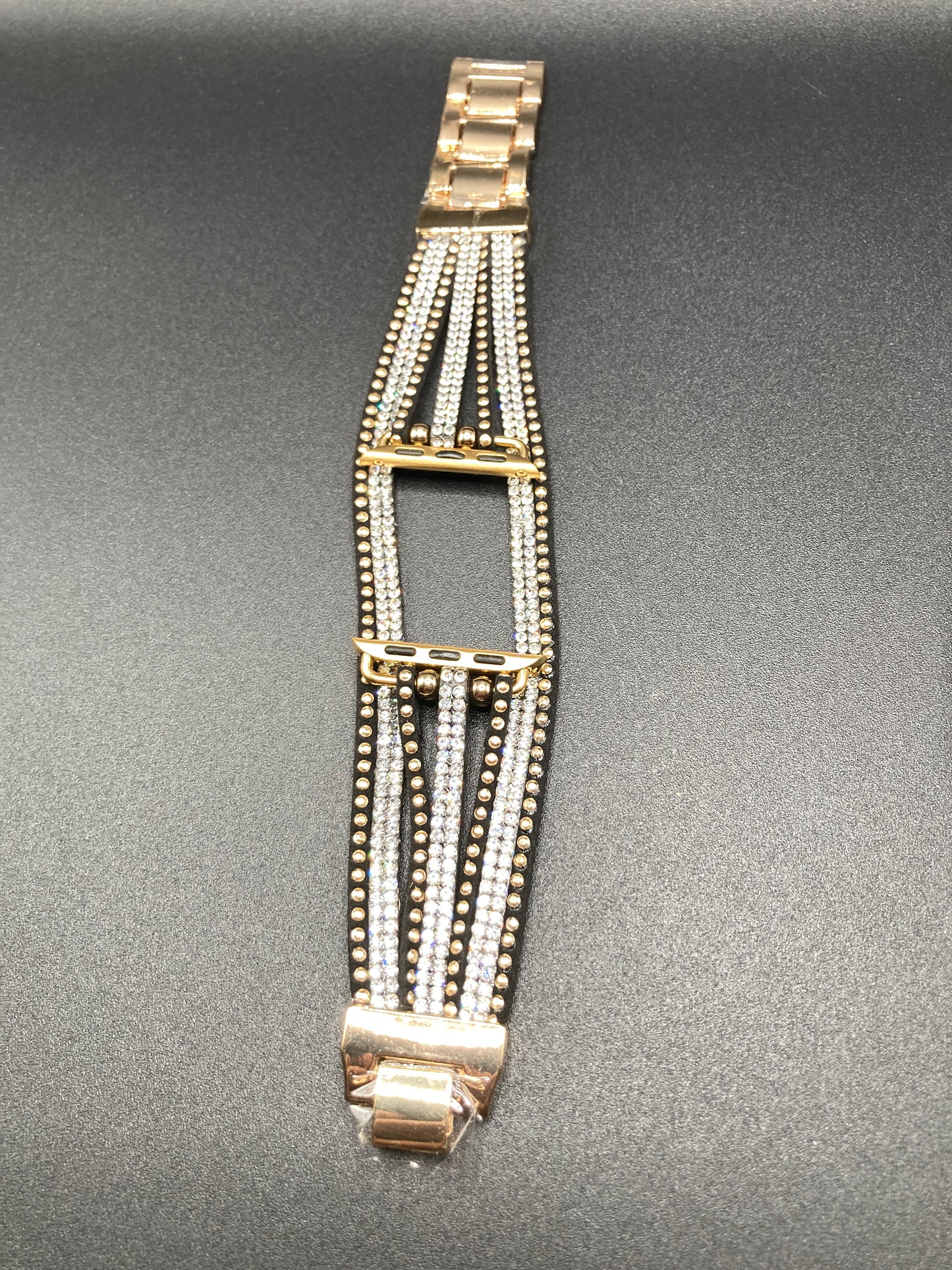 Bohemian style Watchband for Apple Watch 38/40/41/42/44/45mm - Black/Gold\with Crystals