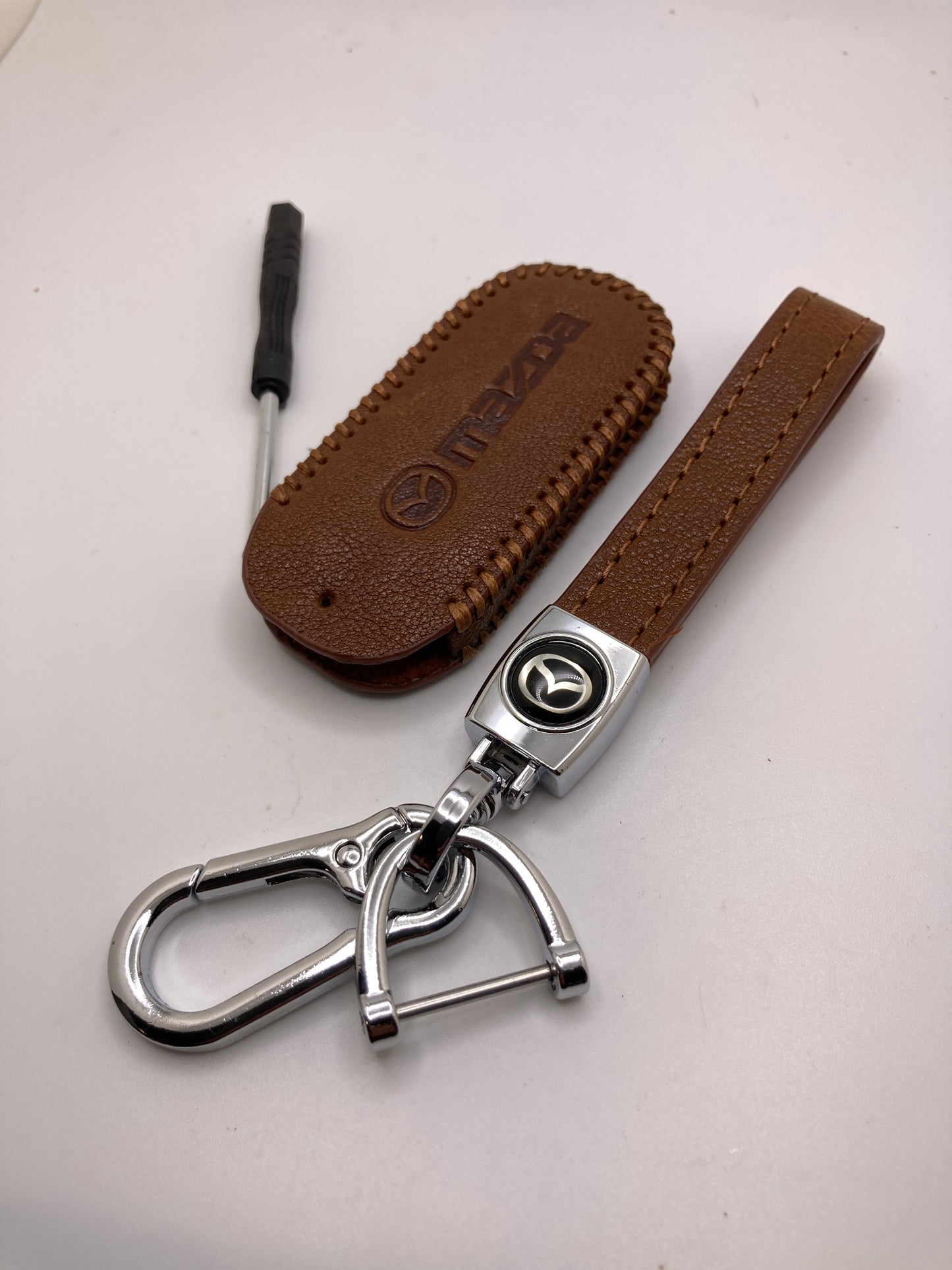 Mazda - Leather Keychain with Key Fob Case - Model A & B