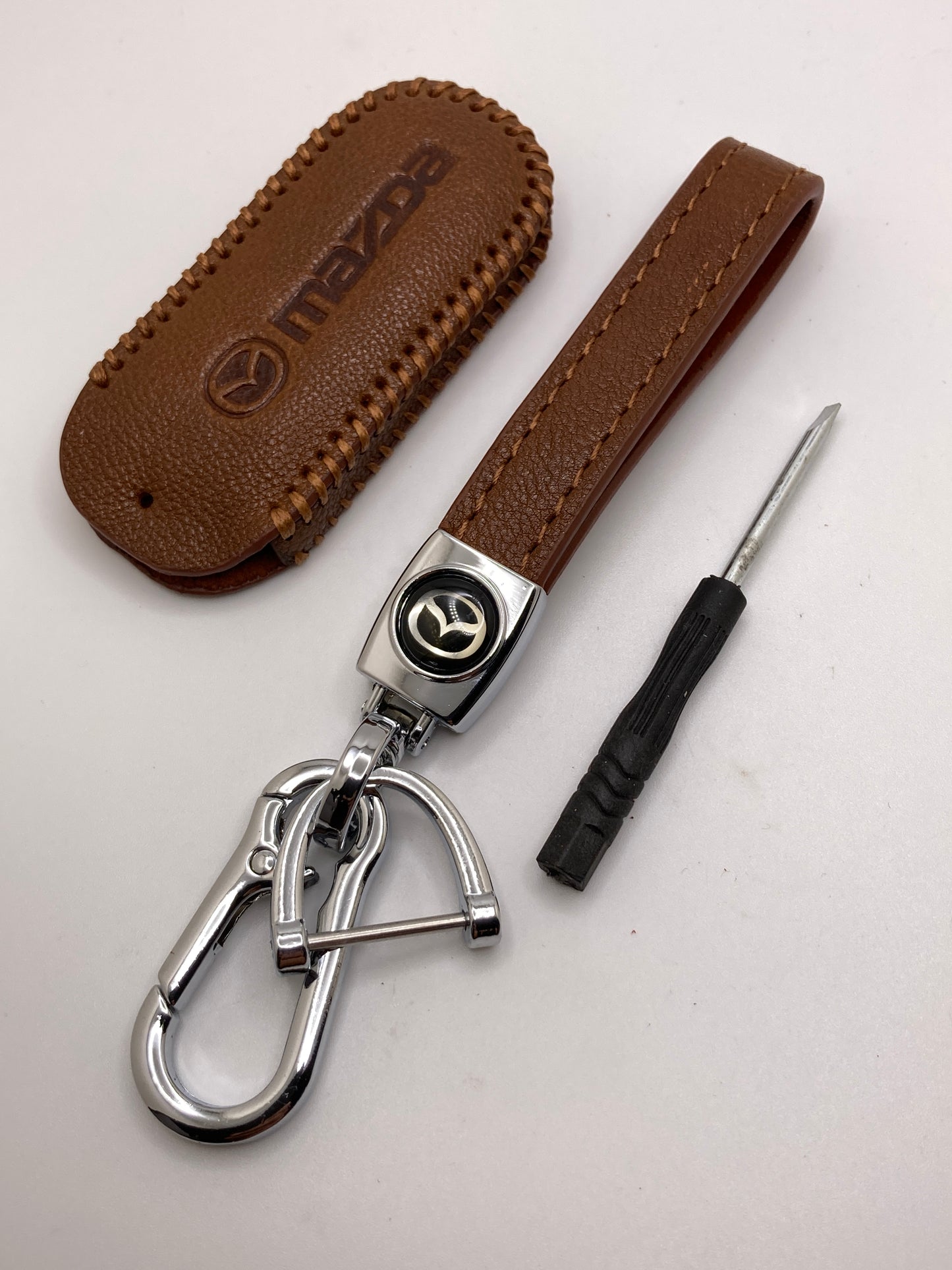 Mazda - Leather Keychain with Key Fob Case - Model A & B