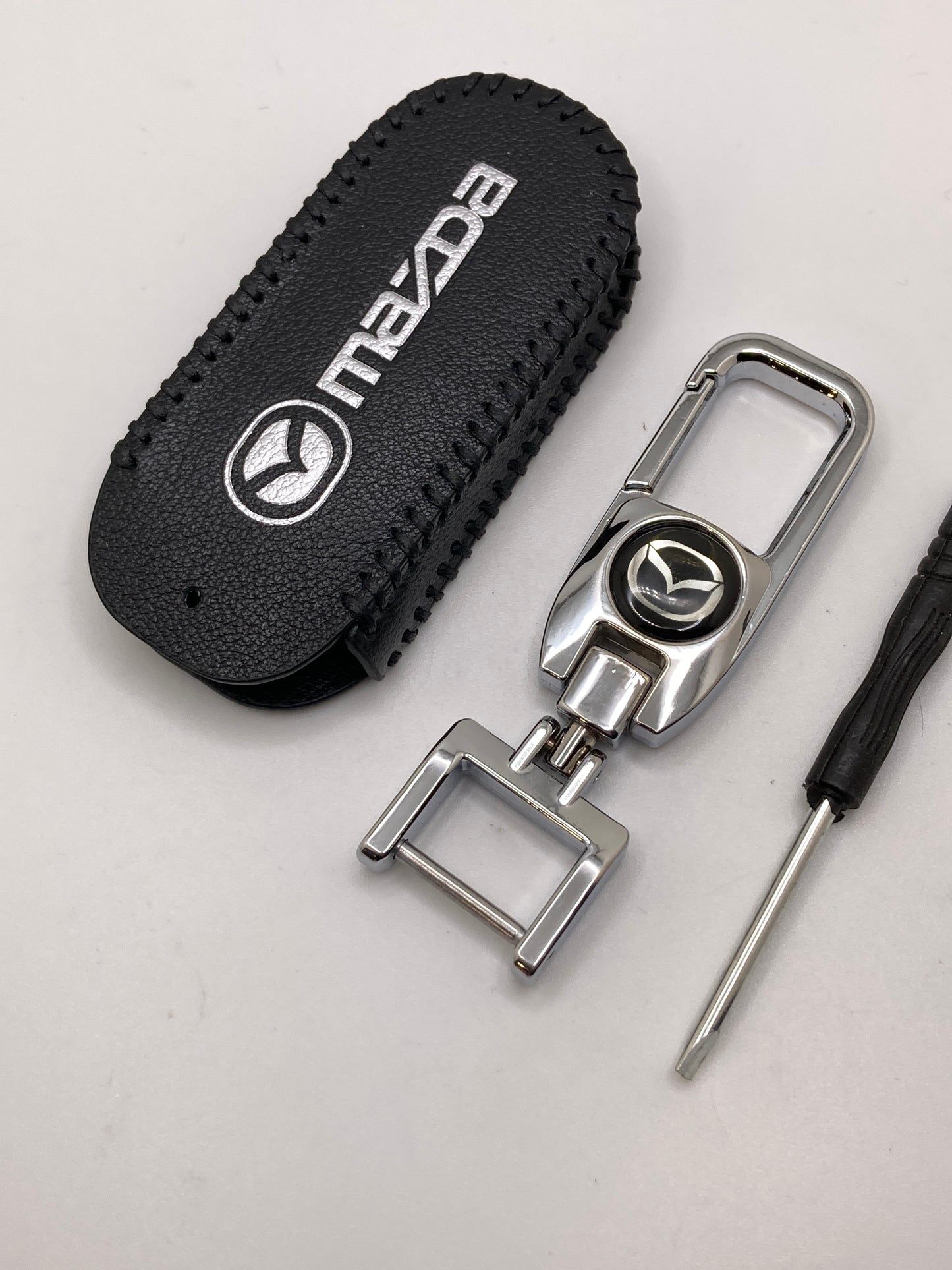 Mazda - Leather Keychain with Key Fob Case - Model A & B