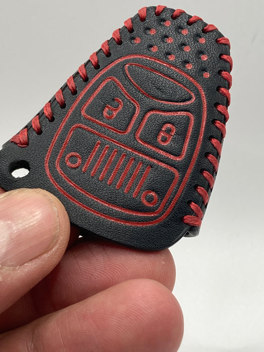 Jeep - Wrangler Leather Key Fob Cover - black/red