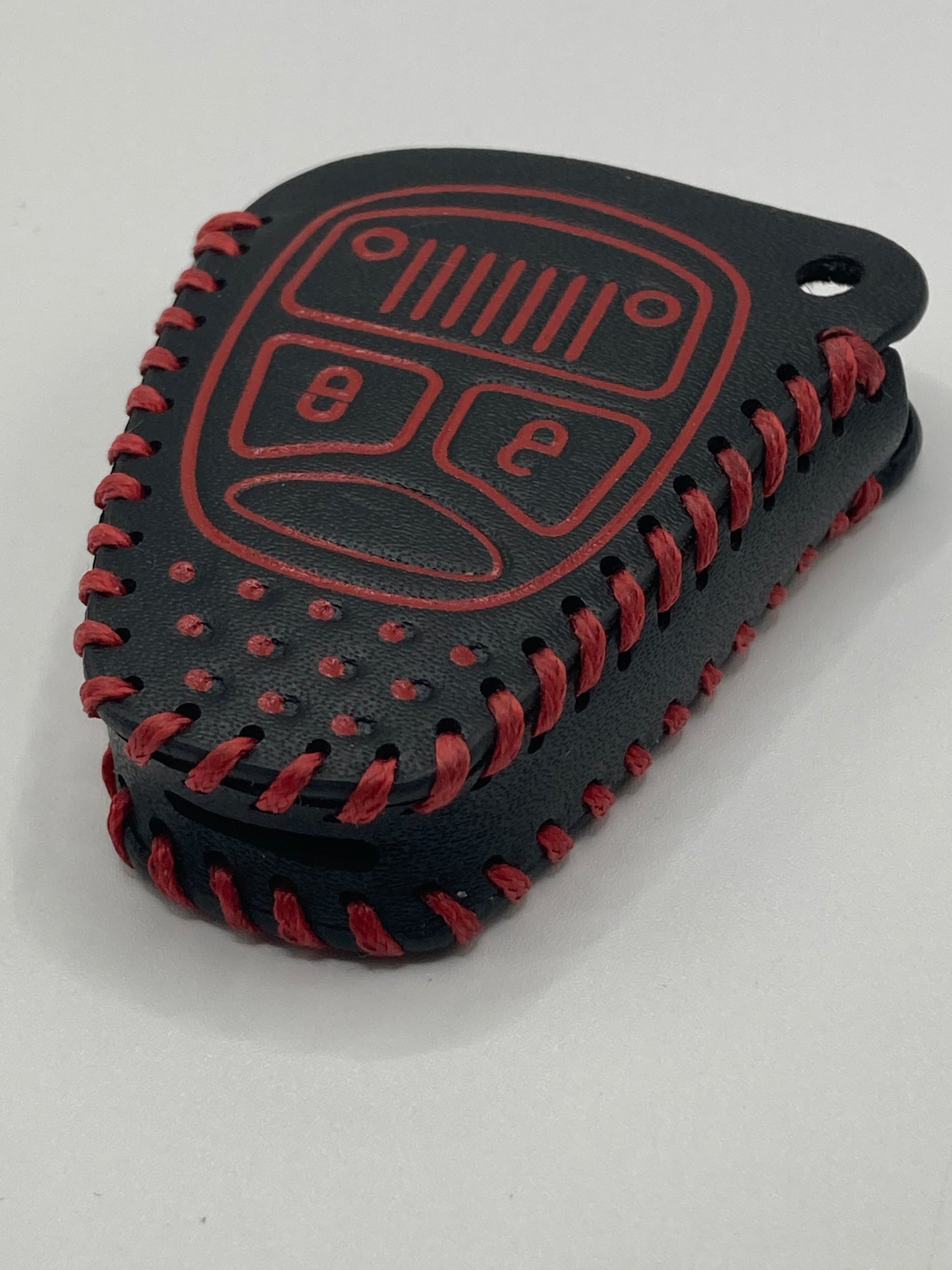 Jeep - Wrangler Leather Key Fob Cover - black/red