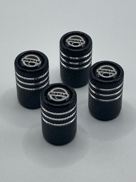 Nissan - blk/silver - Valve Stem Cap Set - 4pcs