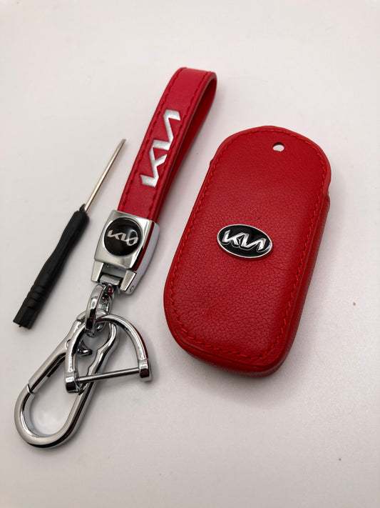 KIA - Sportage - Red Leather Keychain and keyfob case