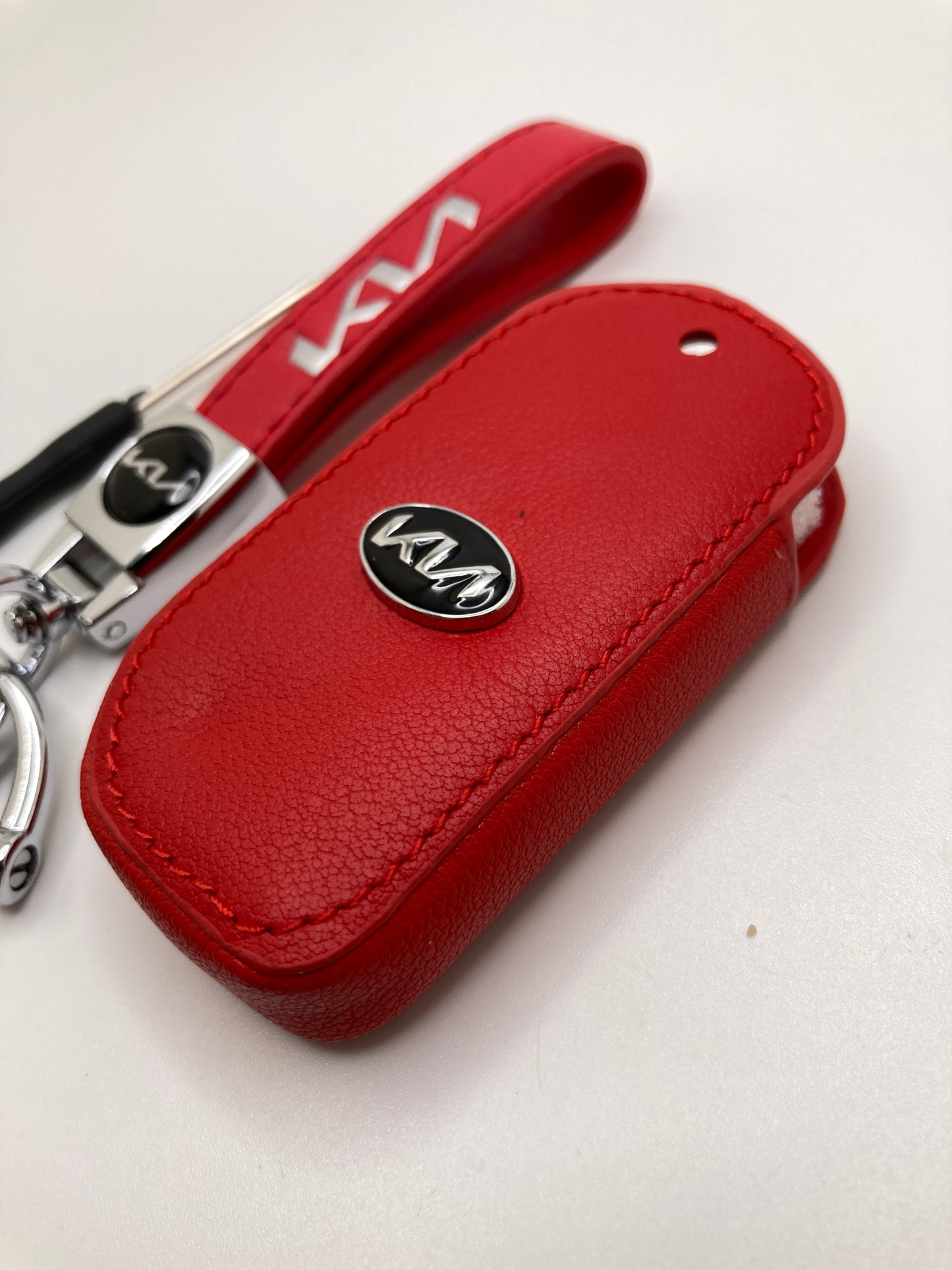 KIA - Sportage - Red Leather Keychain and keyfob case