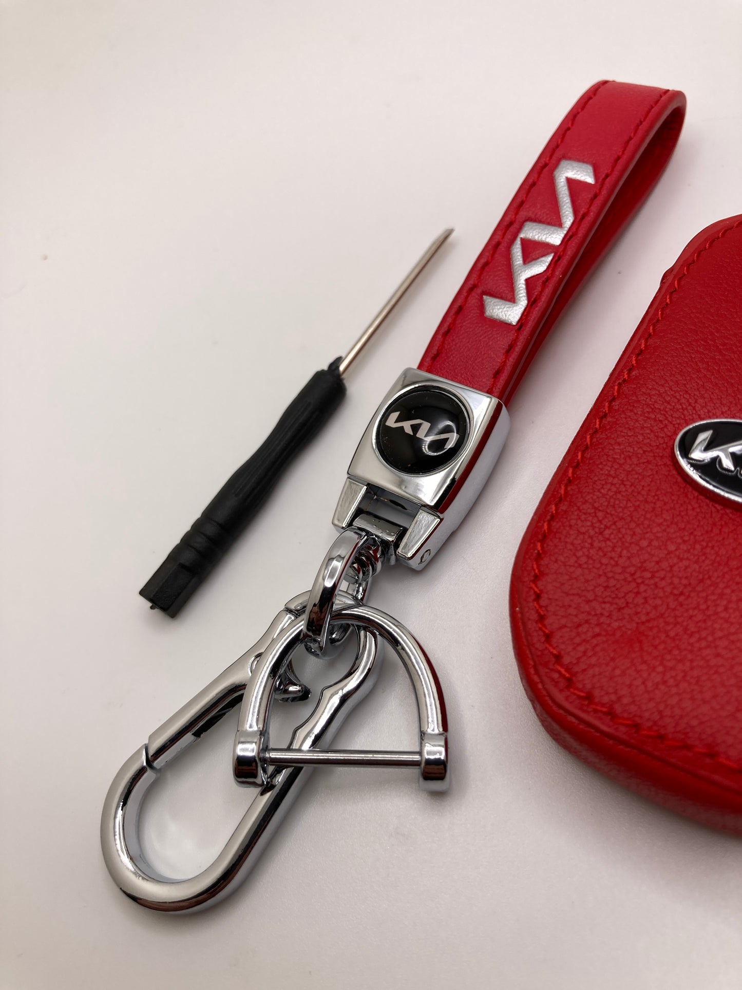 KIA - Sportage - Red Leather Keychain and keyfob case