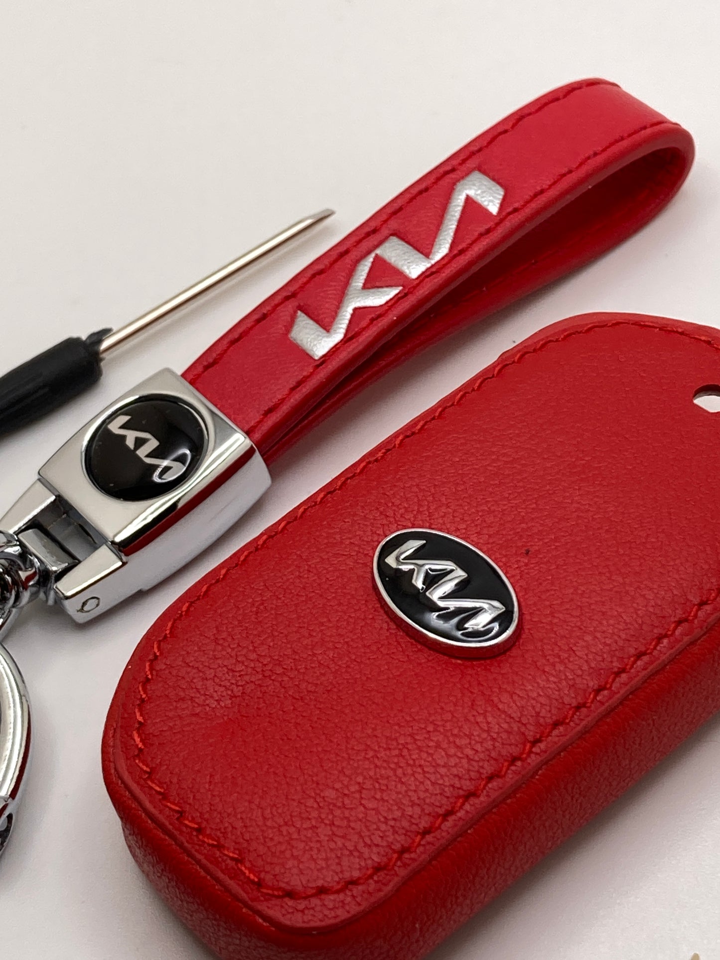 KIA - Sportage - Red Leather Keychain and keyfob case