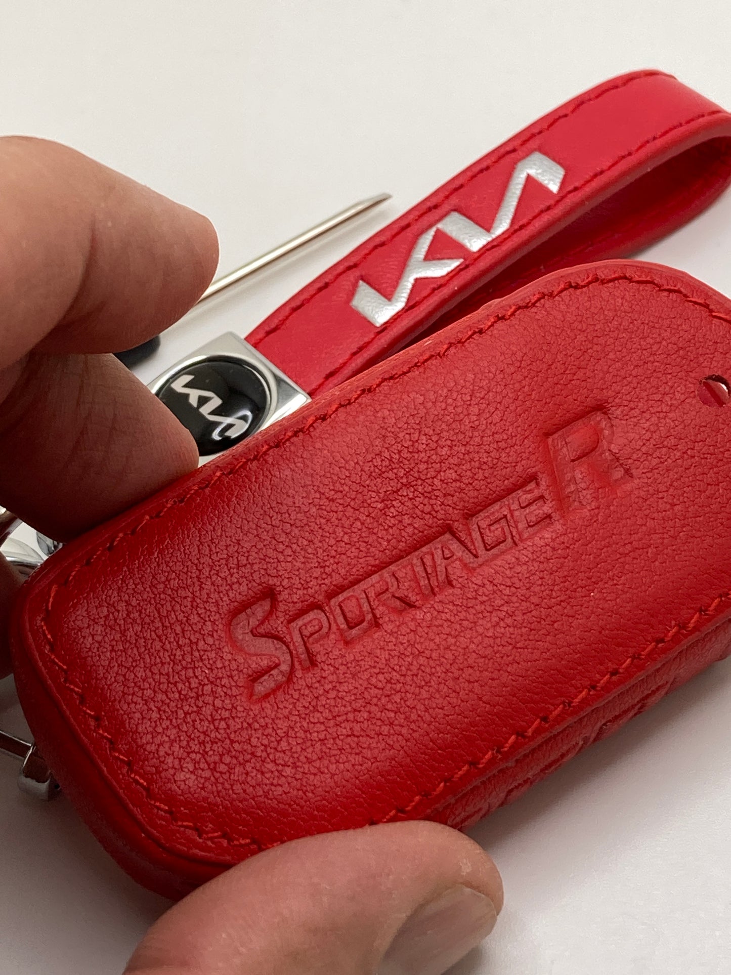 KIA - Sportage - Red Leather Keychain and keyfob case