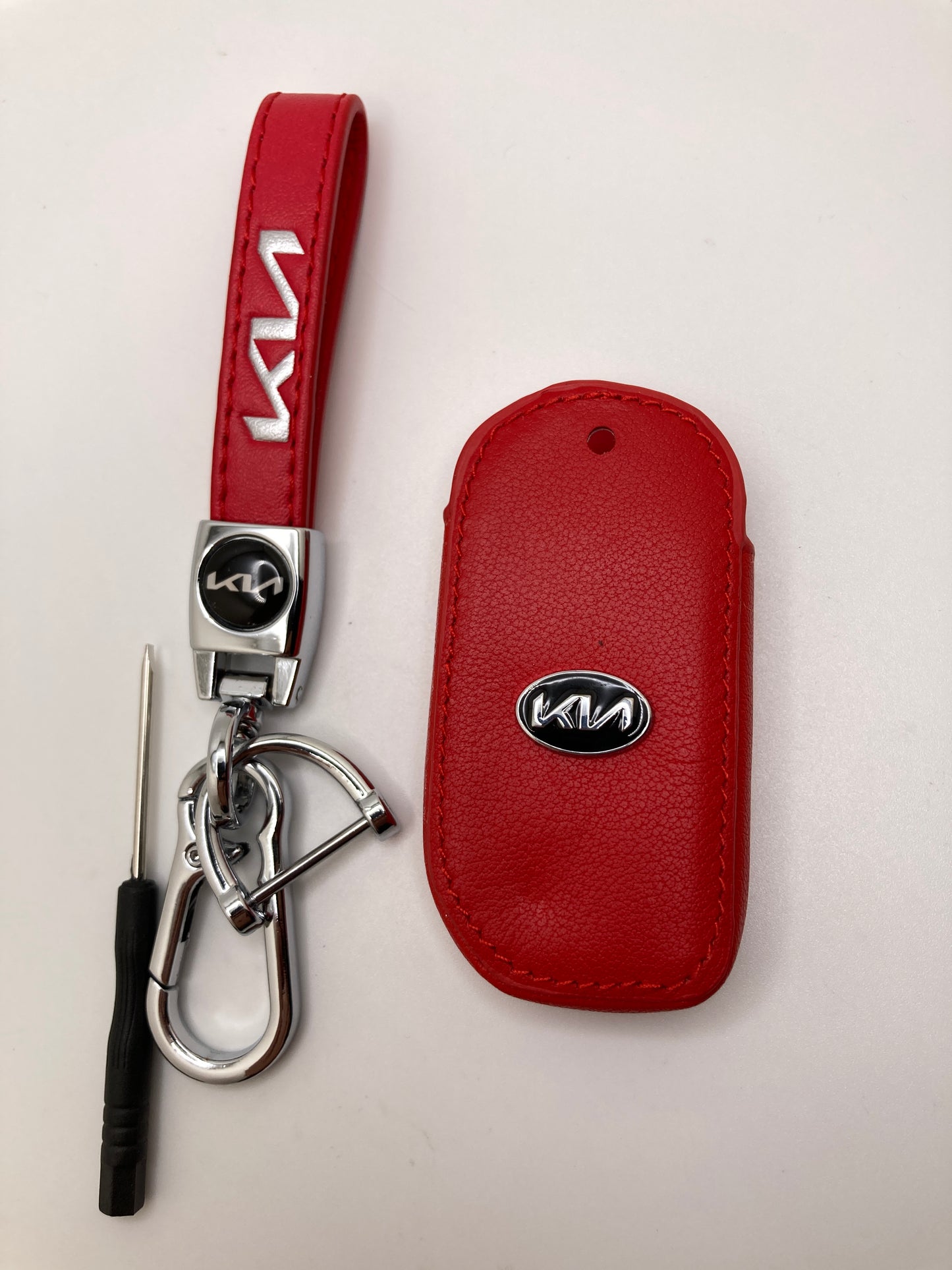 KIA - Sportage - Red Leather Keychain and keyfob case