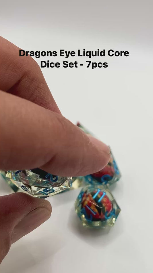 7pcs Clear Dragons Eye D&D Resin Liquid Core Dice Set